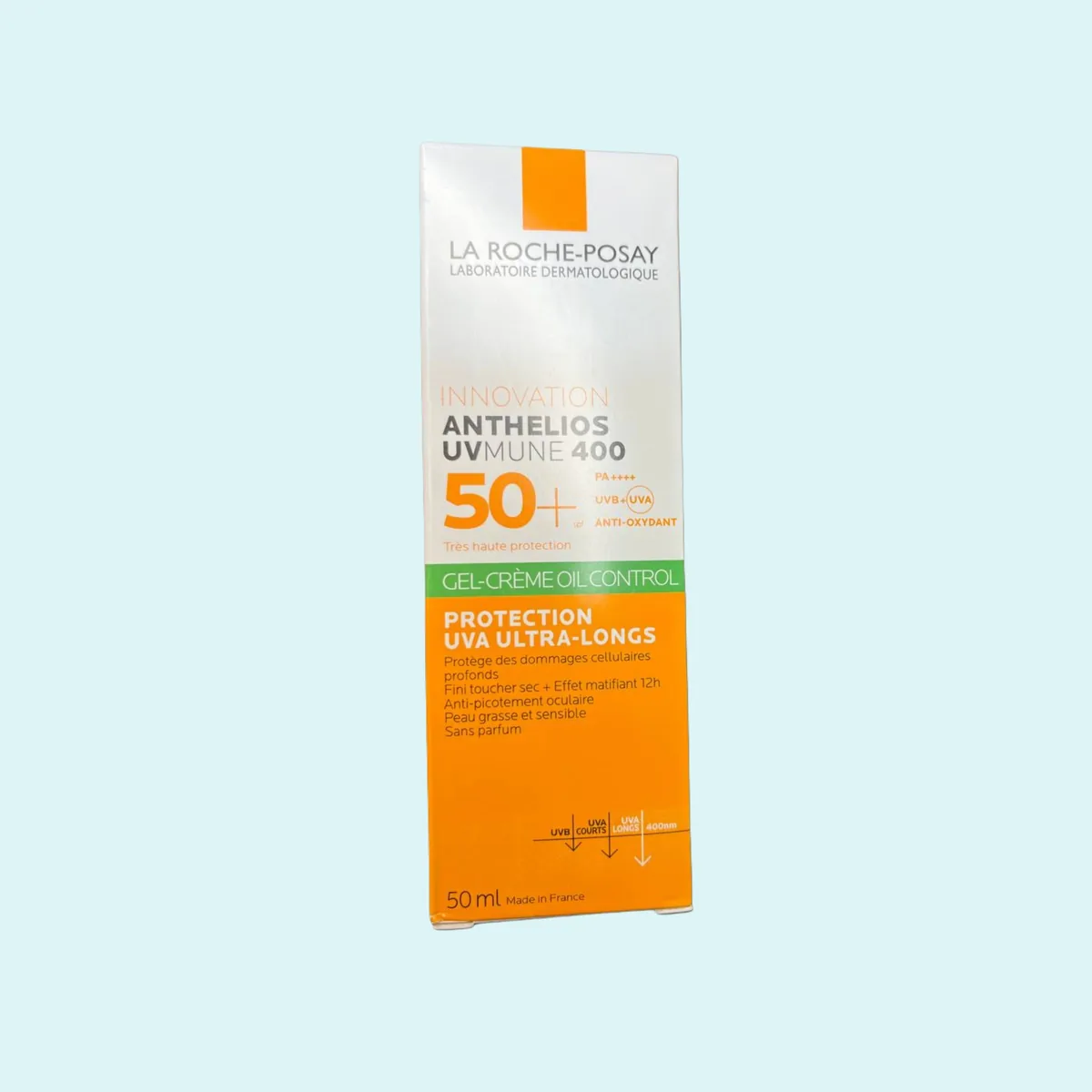 ضد آفتاب آنتلیوس UVmune 400 SPF 50+ مدل ژل کرم کنترل چربی لاروش پوزای